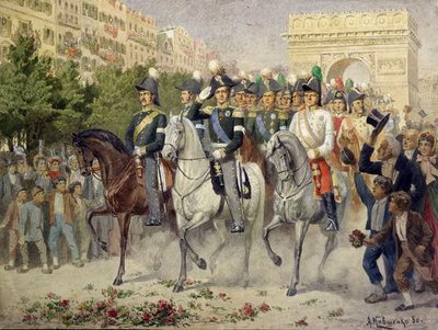 Russische en Geallieerde troepen marcheren Parijs binnen, 1880 door Aleksei Danilovich Kivshenko