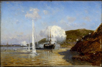 De actie van Nikolai Skrydlov (1844-1918) aan de Donau door Aleksei Petrovich Bogolyubov