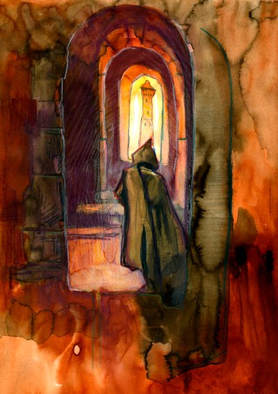Een monnik in een spookkasteel door Alessandro Lonati
