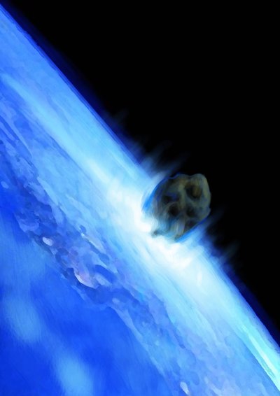 Een asteroïde die naar de aarde valt, het einde van de wereld door Alessandro Lonati