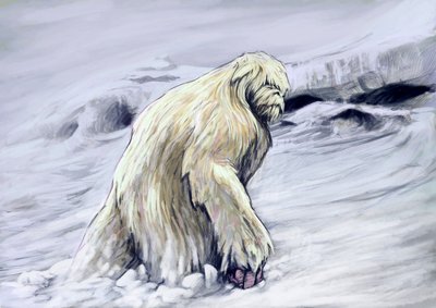 Fantastische monsters en wezens, cryptozoologie: voorstelling van een yeti of 