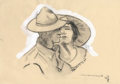 Eerste Wereldoorlog 1914-1918: Amerikaanse soldaat verlaat zijn verloofde om naar de strijd te gaan door Alessandro Lonati