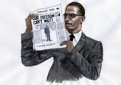 Malcolm X (1925-1965) Afro-Amerikaanse activist door Alessandro Lonati