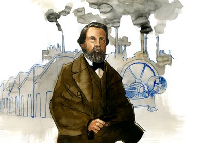 Portret van Friedrich Engels (1820-1895), Duitse socialistische theoreticus en politicus door Alessandro Lonati