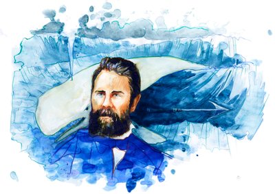 Portret van de Amerikaanse schrijver Herman Melville (1819-1891) door Alessandro Lonati