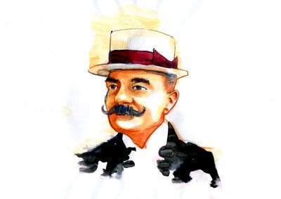 Portret van de Italiaanse schrijver Emilio Salgari (1863-1911) door Alessandro Lonati