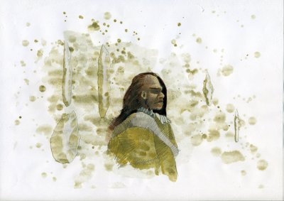 Prehistorie: Neanderthaler met vuursteen gereedschap - Illustratie door Alessandro Lonati door Alessandro Lonati