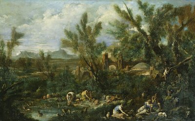 Landschap met Afwassers door Alessandro Magnasco