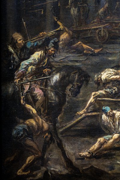 De aankomst en ondervraging van galeislaven in de gevangenis van Genua door Alessandro Magnasco