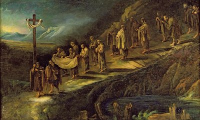 De processie van de Heilige Lijkwade door Alessandro Magnasco