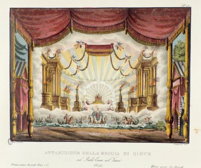 Verschijning van het koninkrijk van Jupiter. Scenografie voor de uitvoering van het operadrama 