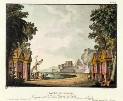 Uitzicht op het Romeinse kamp Scenografie voor het ballet 