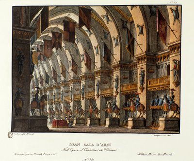 Uitzicht op de grote wapenkamer Scenografie voor de uitvoering van de opera 