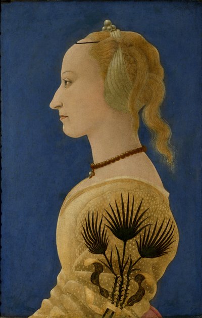 Portret van een dame in geel, ca. 1465 door Alessio Baldovinetti
