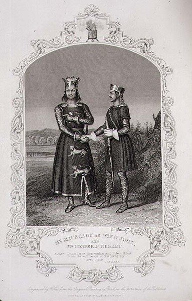 Mr Macready als King John en Mr Cooper als Hubert, Act III Scene 3 van 