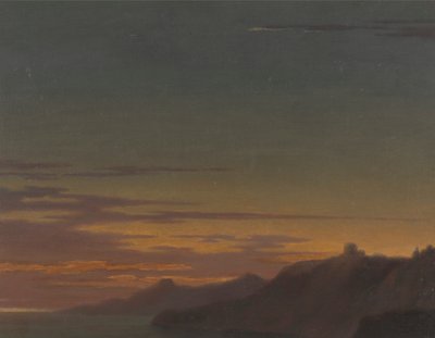 Einde van de dag: Zonsondergang aan de kust door Alexander Cozens