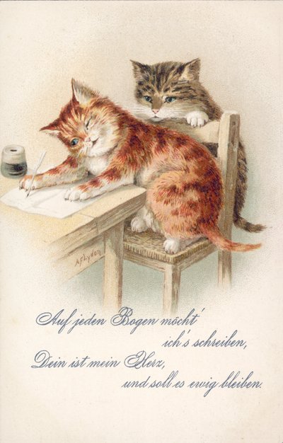 Humoristische kattenkaart door Alexander Francis (after) Lydon