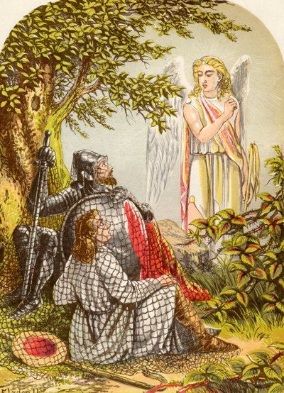 Christen en Hoopvol gevangen in het net, uit De Pelgrimsreis van John Bunyan, gepubliceerd ca. 1880 door Alexander Francis Lydon