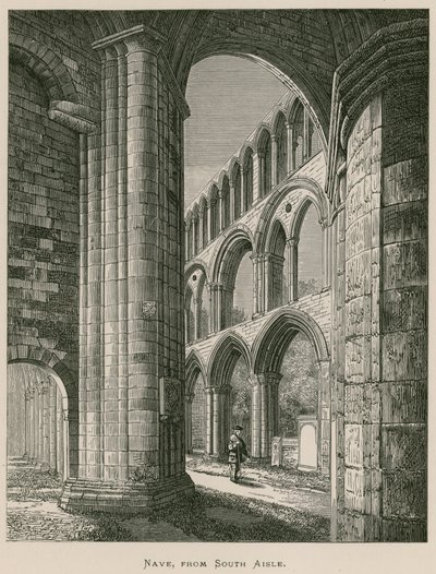Jedburgh Abbey, schip, vanaf zuidbeuk door Alexander Francis Lydon