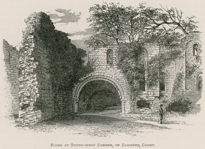 Kirkstall Abbey, Ruïnes aan de zuidwestelijke hoek van het Kloosterhof door Alexander Francis Lydon