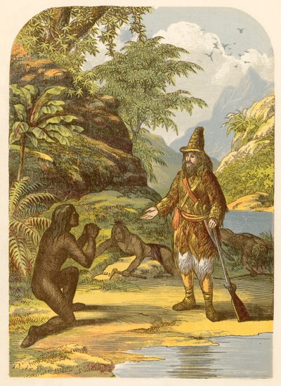Robinson Crusoe redt Vrijdag van de wilden door Alexander Francis Lydon