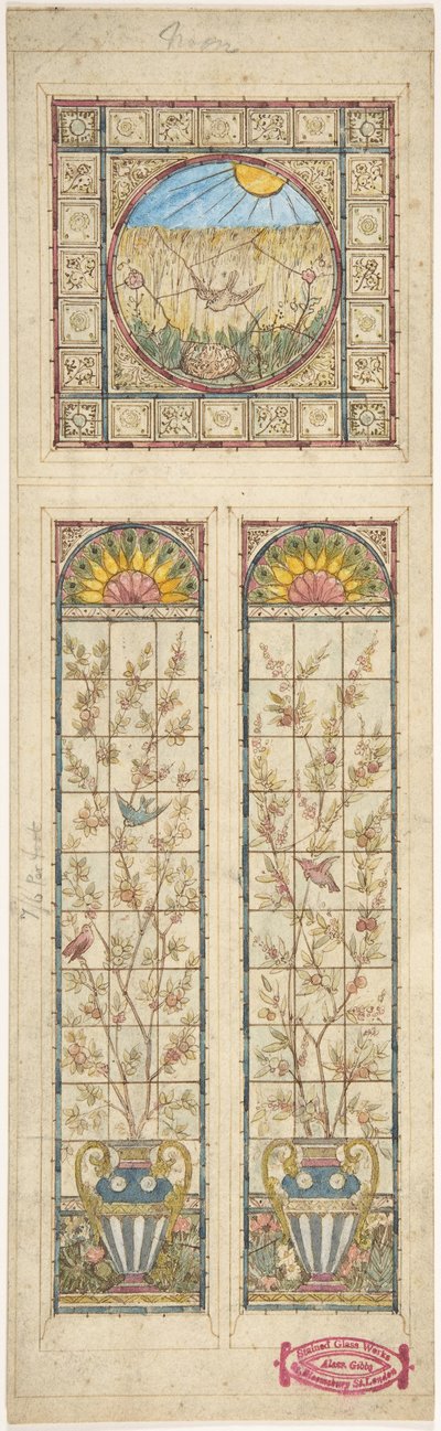 Ontwerp voor een glas-in-loodraam, 1866-92 door Alexander Gibbs