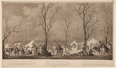 Bivak van de Kozakken op de Avenue des Champs-Elysées in Parijs in maart 1814, 1814 door Alexander Ivanovich Sauerweid