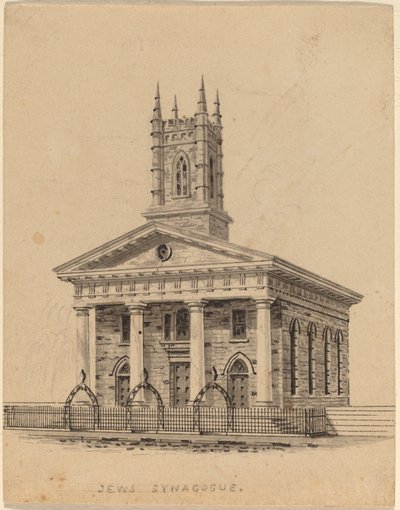 Joodse synagoge, N.Y. door Alexander Jackson Davis