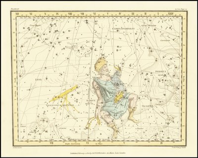 1822 - Alexander Jamieson - Auriga, De wagenmenner (met Hercules Telescoop) door Alexander Jamieson