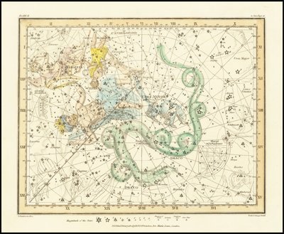 1822 - Alexander Jamieson - Ursa Minor - Kleine Beer toont ook Cassiopeia, Draco  Cepheus door Alexander Jamieson