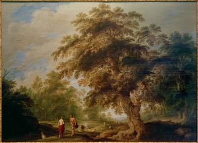 Landschap met Apollo en de Cumaeïsche Sibylle door Alexander Keirncx