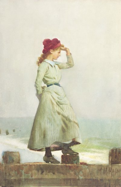 Jong meisje op zeewering door Alexander M. Rossi