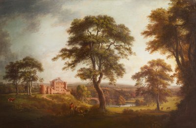 Kasteel Dalhousie (olieverf op doek) door Alexander Nasmyth