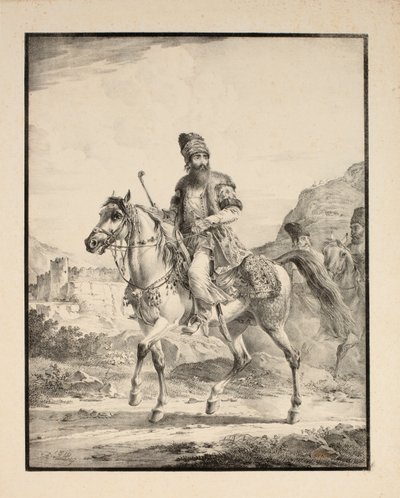 Pers op paard, 1820 door Alexander Orlowski