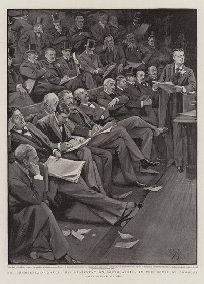 Mr Chamberlain doet zijn Verklaring over Zuid-Afrika in het Lagerhuis door Alexander Stuart Boyd