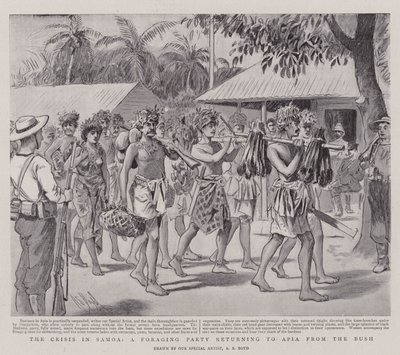 De crisis in Samoa, een foerageerpartij keert terug naar Apia vanuit de bush door Alexander Stuart Boyd