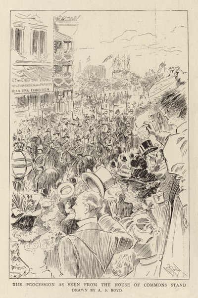 De processie gezien vanaf de tribune van het Lagerhuis door Alexander Stuart Boyd