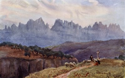 De bergen van Monserrat vanuit Manresa, nabij Barcelona door Alexander Wallace Rimington