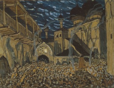 Toneelontwerp voor de opera De Pskov Maagd door N. Rimsky-Korsakov door Alexander Yakovlevich Golovin