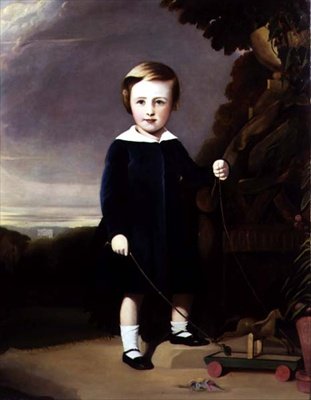 Portret van een kind met een houten tol door Alexander Young