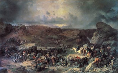 Leger van Alexander Suvorov steekt de St Gotthardpas over, september 1799, 19e eeuw door Alexander von Kotzebue