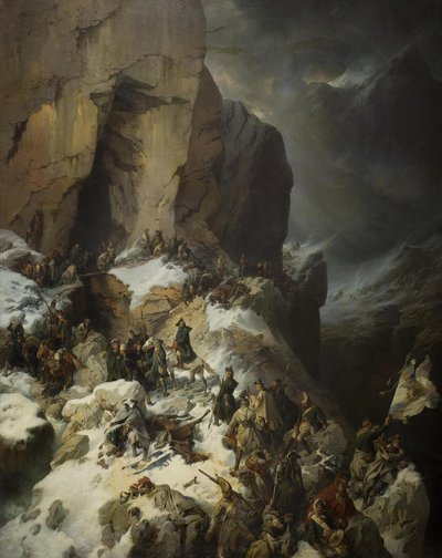 Suvorov steekt de Panix-pas over, 1860 door Alexander von Kotzebue