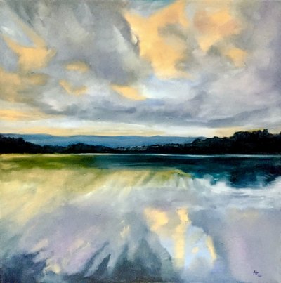 Weerspiegeling in de gouden lucht door Alexandra Higgins