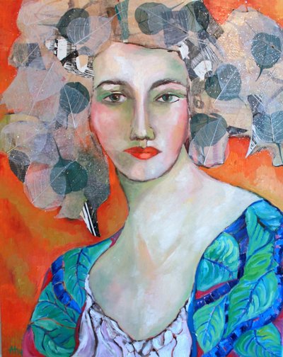 De vrouw met het levendige blad door Alexandra Higgins