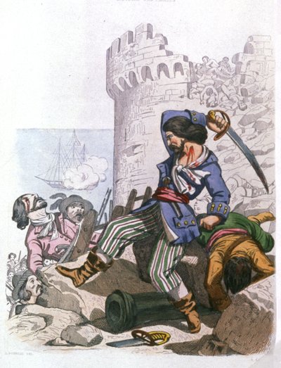 Grammont, Franse piraat, ca. 1850 door Alexandre (after) Debelle