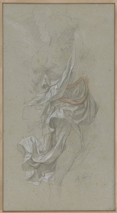 Draperiestudie voor Een Engel die God de Vader bijstaat, in Le Paradis Perdu door Alexandre Cabanel