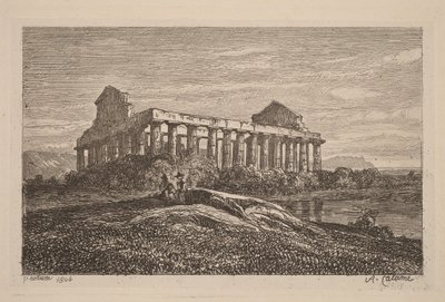 Ruïnes in Paestum door Alexandre Calame