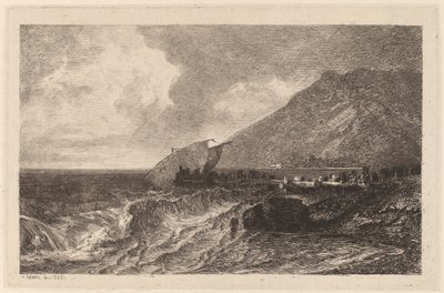 Schipbreuk aan de kust door Alexandre Calame