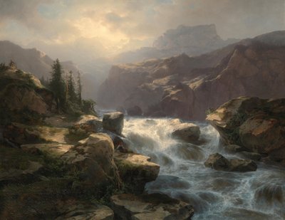 Handeck-waterval bij Grimsel door Alexandre Calame