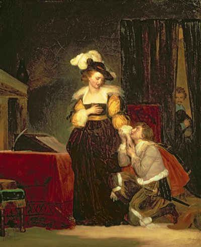 Mary Queen of Scots (1542-87) met Rizzio, ca. 1830 door Alexandre Evariste Fragonard